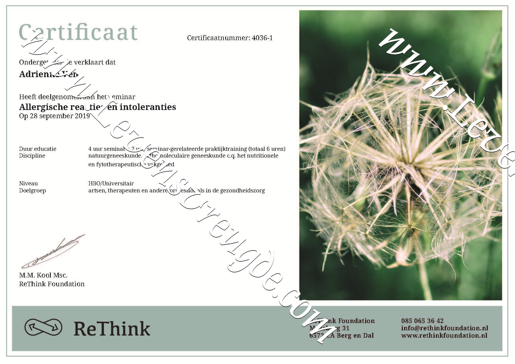 Allergische reacties en intoleranties - HBO, Universitair